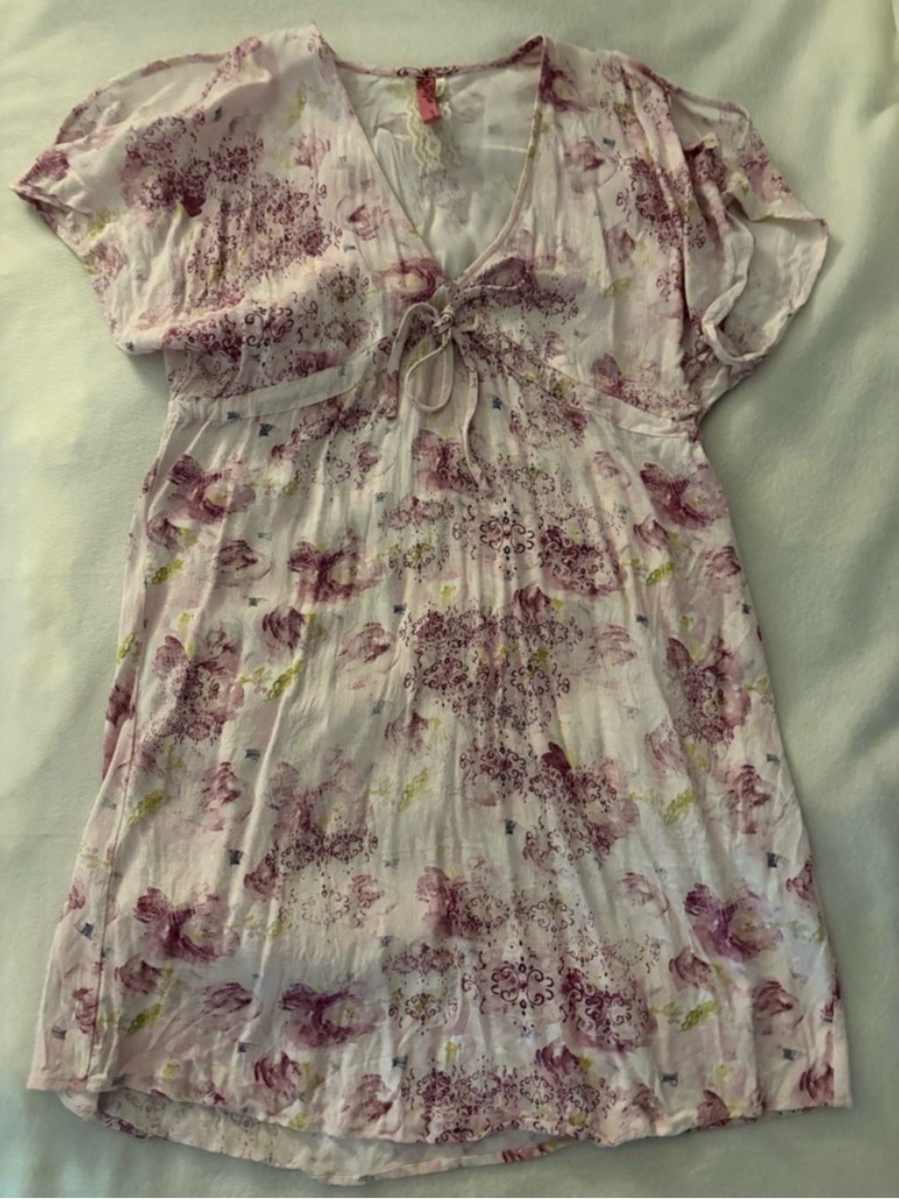 y2k floral cold shoulder babydoll dress